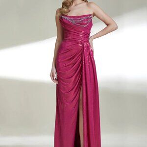 Strapless Fuchsia Gown